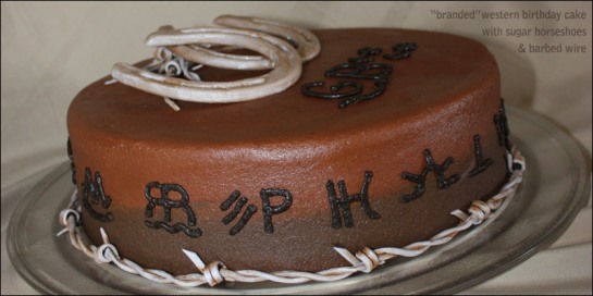 western birthday cake brands branded barbed wire barb wire horseshoes